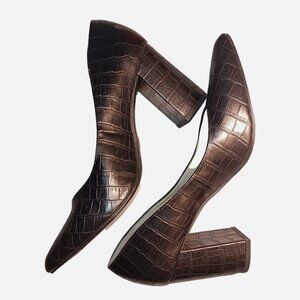 *HOLD*Liz Claiborne Black Croc High Block Heel Pumps